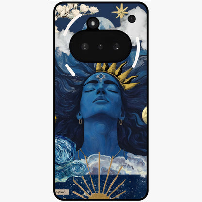 Aesthetic Lord Shiva Glass Case showing flat back view with divine Shiva artwork and glossy glass finish.