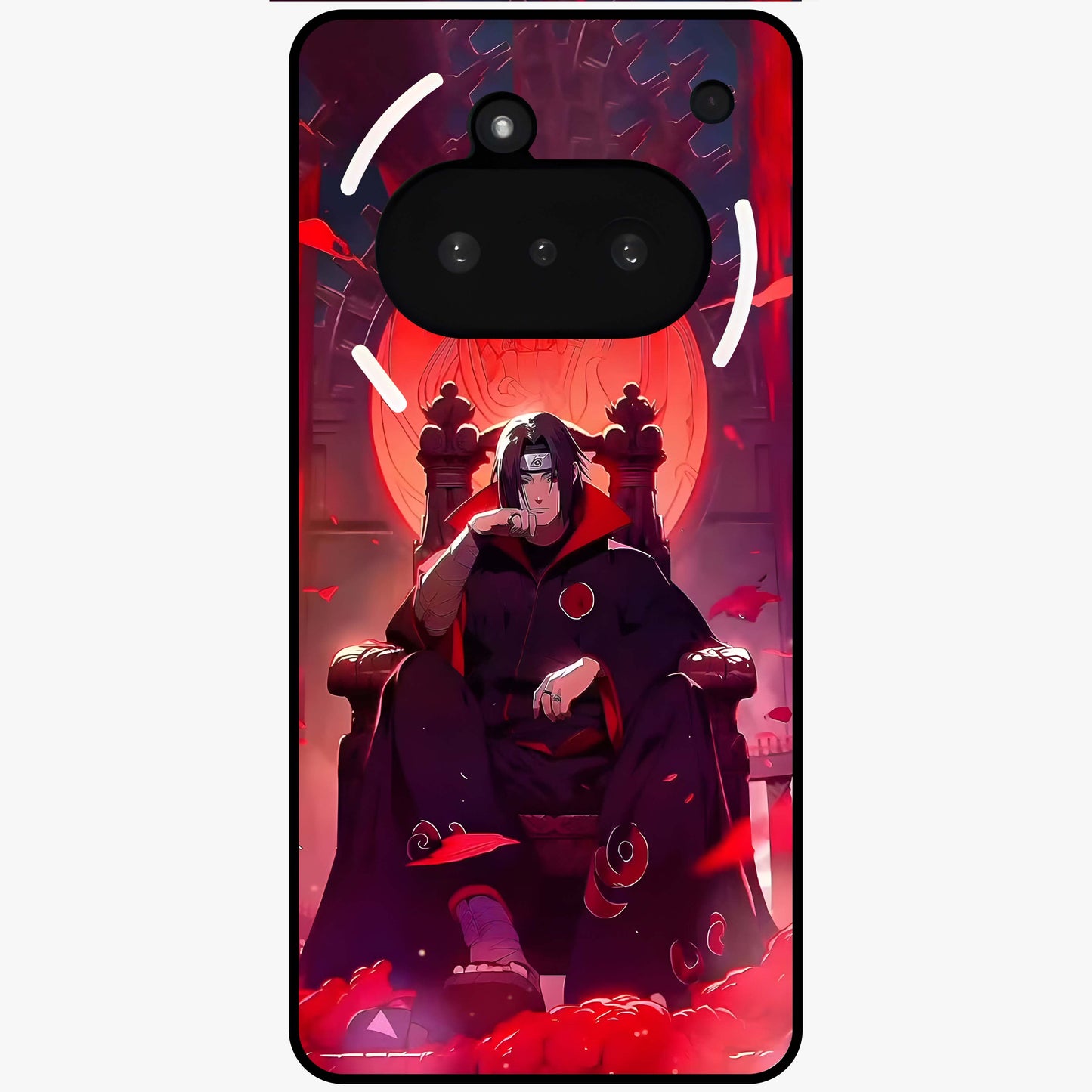 Blood Moon Sovereign Glass Case showing flat back view with mystical blood moon artwork and glossy glass finish.