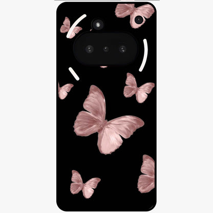 Butterfly Pattern Glass Case showing flat back view with elegant butterfly pattern artwork and glossy glass finish.
