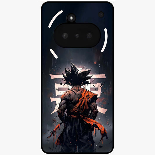 Dark Warrior In Rain Glass Case showing flat back view with warrior artwork in rainy atmosphere and glossy glass finish.
