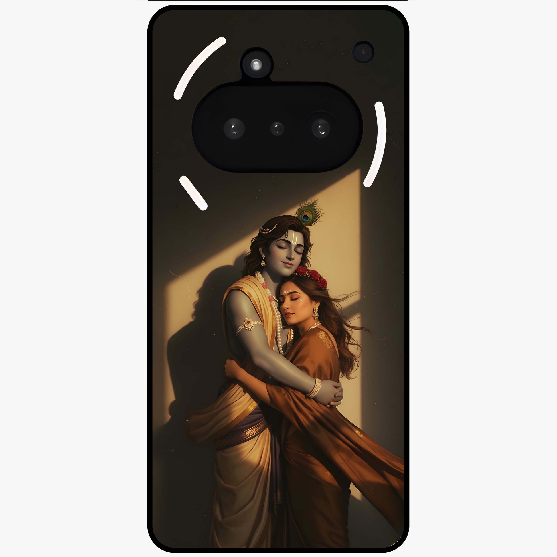 Divine Eternal Love Glass Case showing flat back view with spiritual love themed artwork and glossy glass finish.