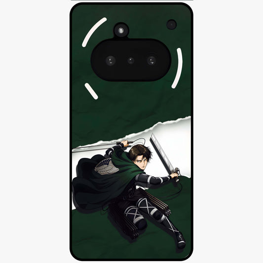 Emerald War Vanguard Glass Case showing flat back view with powerful warrior themed artwork and glossy glass finish.