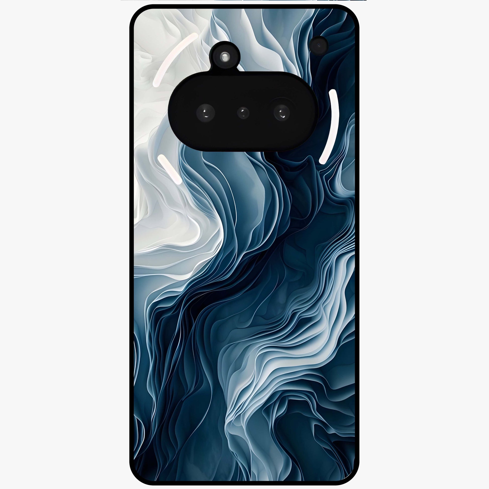 Ethereal Paper Marble Glass Case showing flat back view with soft marble paper texture artwork and glossy glass finish.