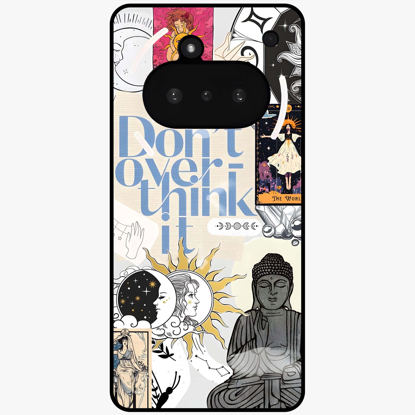 Ethereal Thoughts Glass Case showing flat back view with dreamy artistic artwork and glossy glass finish.