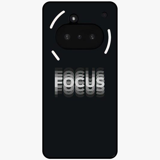 Focused Blade Discipline Glass Case showing flat back view with warrior sword themed artwork and glossy glass finish.