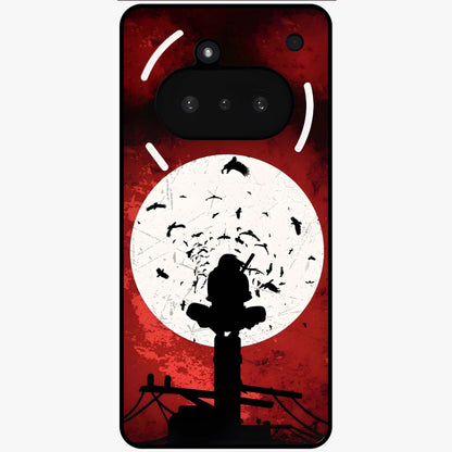 Itachi Limited Edition Naruto Anime Glass Case showing flat back view with iconic anime character artwork and glossy glass finish.