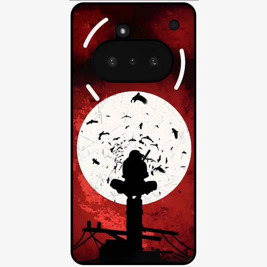 Itachi Limited Edition Naruto Anime Glass Case showing flat back view with iconic anime character artwork and glossy glass finish.