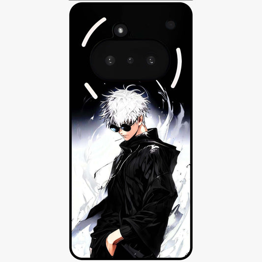 Limitless Shadow King Glass Case showing flat back view with powerful shadow warrior artwork and glossy glass finish.