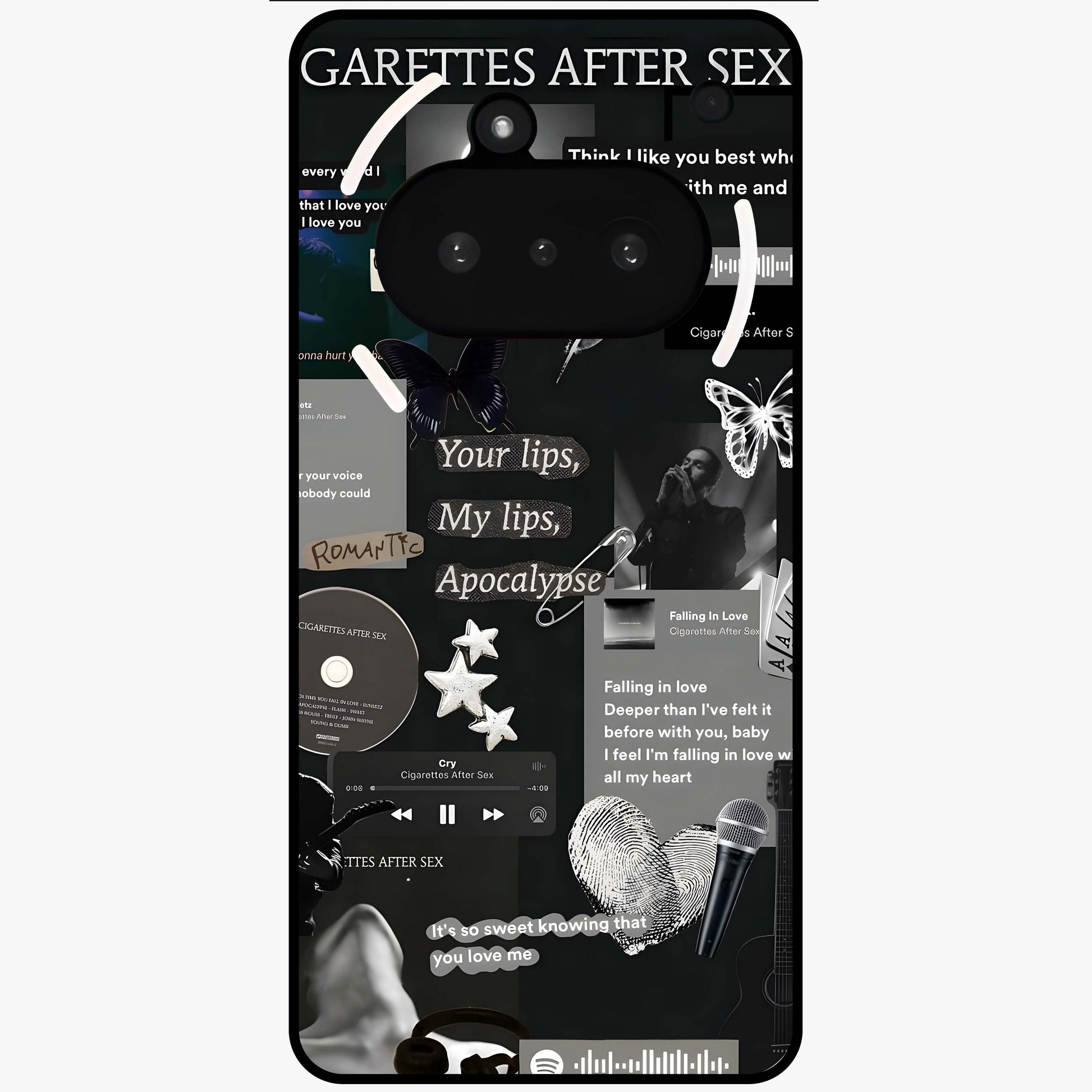 Midnight Love Echo Glass Case showing flat back view with romantic midnight themed artwork and glossy glass finish.