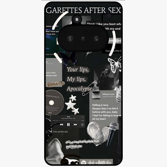 Midnight Love Echo Glass Case showing flat back view with romantic midnight themed artwork and glossy glass finish.
