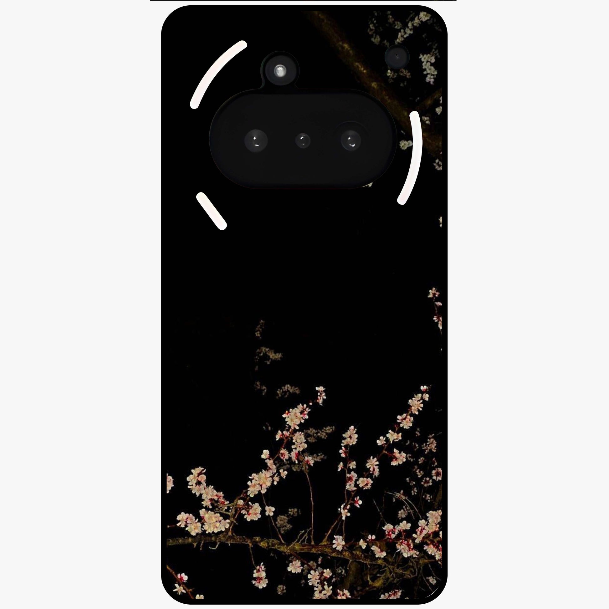 Petal Moon Light With Custom Name Glass Case showing flat back view with floral moonlight artwork and personalized name design.