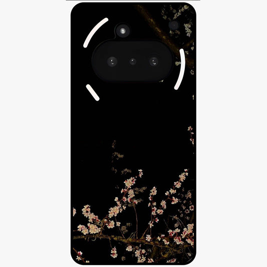 Petal Moon Light With Custom Name Glass Case showing flat back view with floral moonlight artwork and personalized name design.