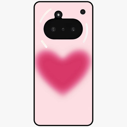 Pink Aura Heart Glass Case showing flat back view with glowing heart artwork and glossy glass finish.