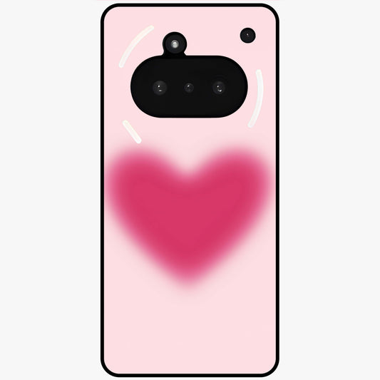 Pink Aura Heart Glass Case showing flat back view with glowing heart artwork and glossy glass finish.