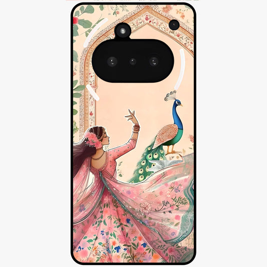 Royal Grace Muse Glass Case showing flat back view with elegant artistic artwork and glossy glass finish.