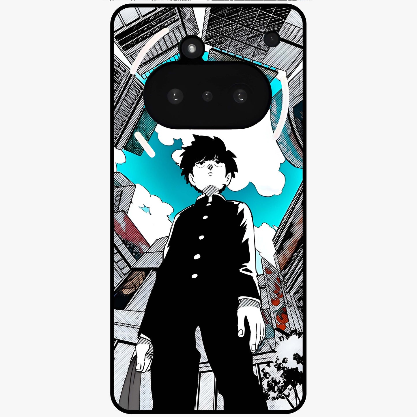 Silent Psychic Awakening Glass Case showing flat back view with mystical psychic themed artwork and glossy glass finish.