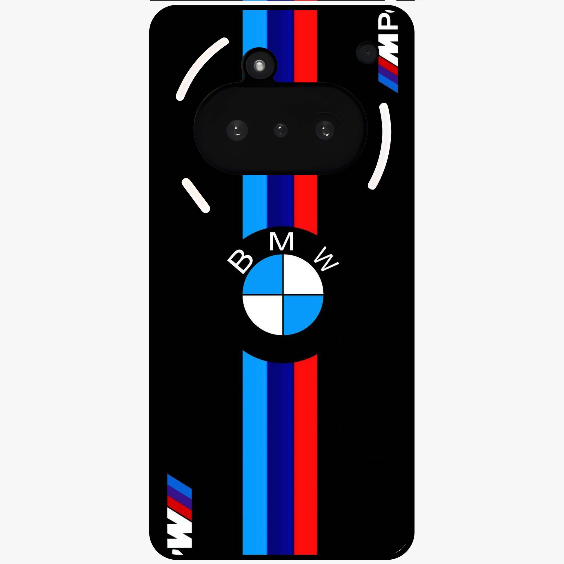 Turbo BMW Beast Glass Case showing flat back view with high performance sports car artwork and glossy glass finish.