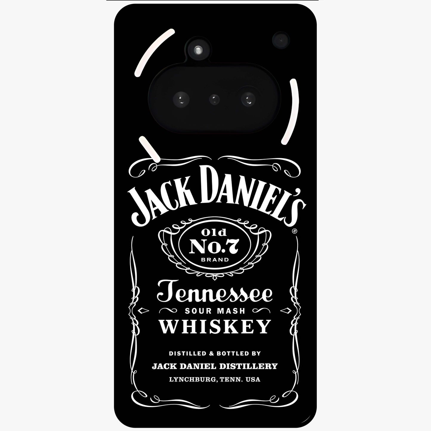 Vintage Whiskey Heritage Glass Case showing flat back view with classic whiskey inspired artwork and glossy glass finish.