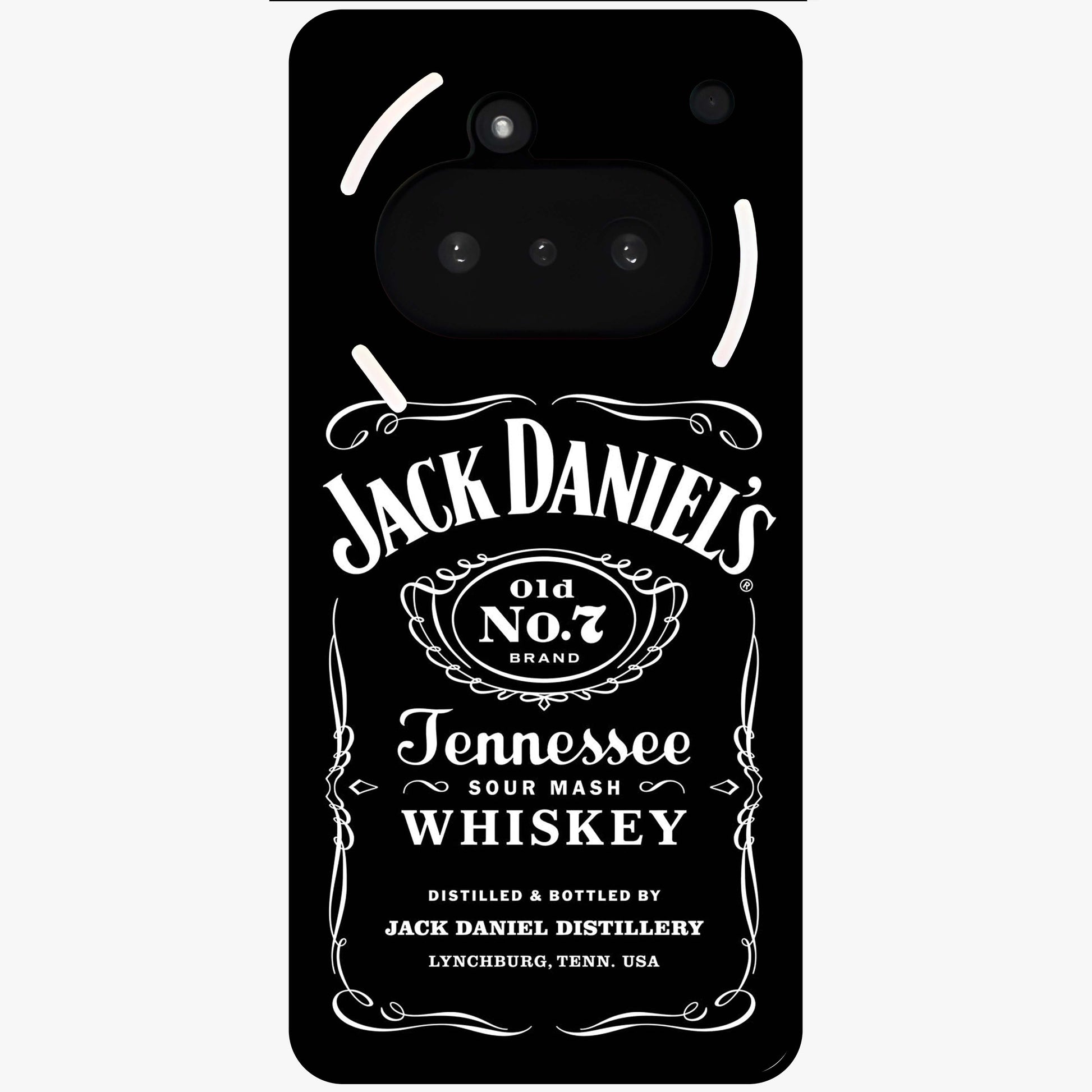 Vintage Whiskey Heritage Glass Case showing flat back view with classic whiskey inspired artwork and glossy glass finish.