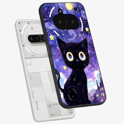 Abstract Cat Art Glass Case displayed in angled mockup highlighting modern abstract cat artwork and sleek glass surface.