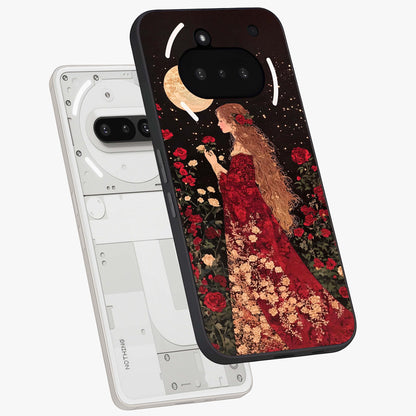 Crimson Dreams Glass Case displayed in angled mockup highlighting soft crimson aesthetic design with artistic theme.