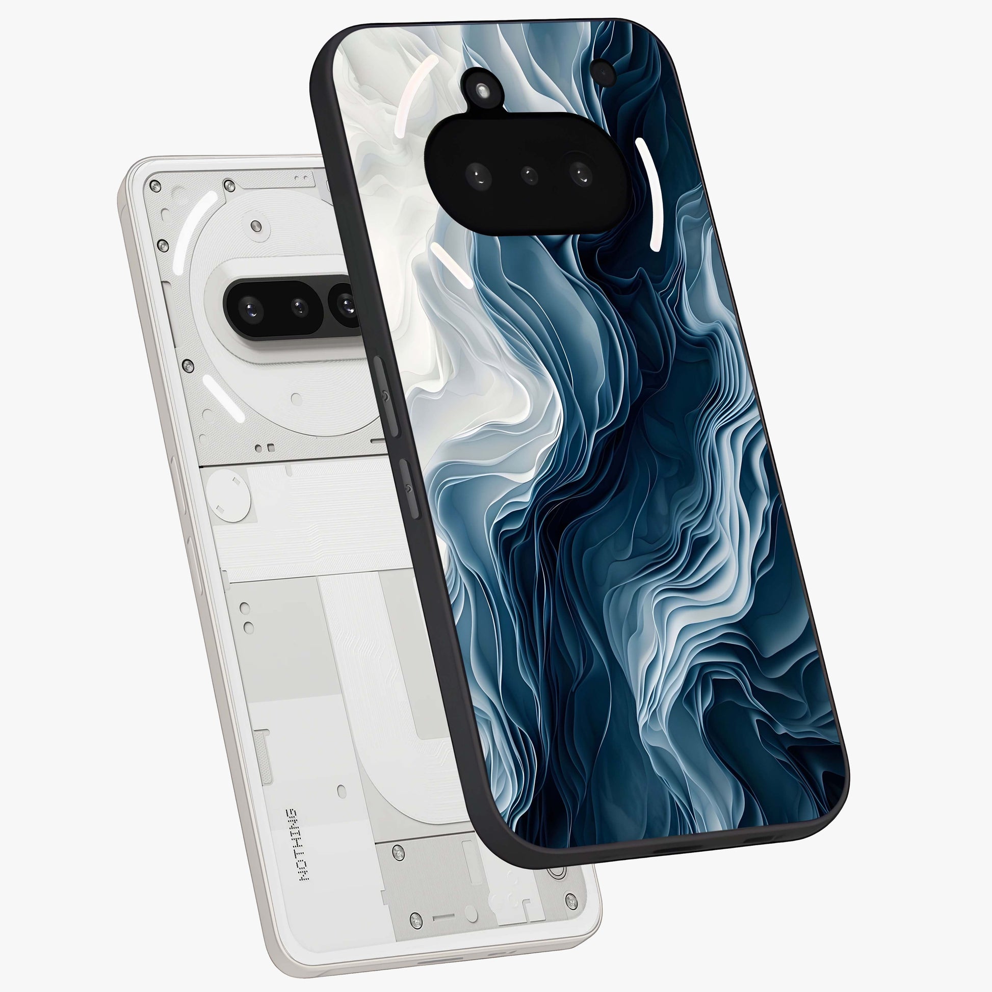 Ethereal Paper Marble Glass Case displayed in angled mockup highlighting elegant marble pattern with modern aesthetic style.