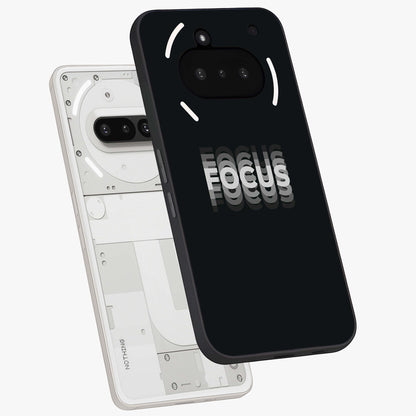 Focused Blade Discipline Glass Case displayed in angled mockup highlighting clean minimal text artwork with modern aesthetic style.