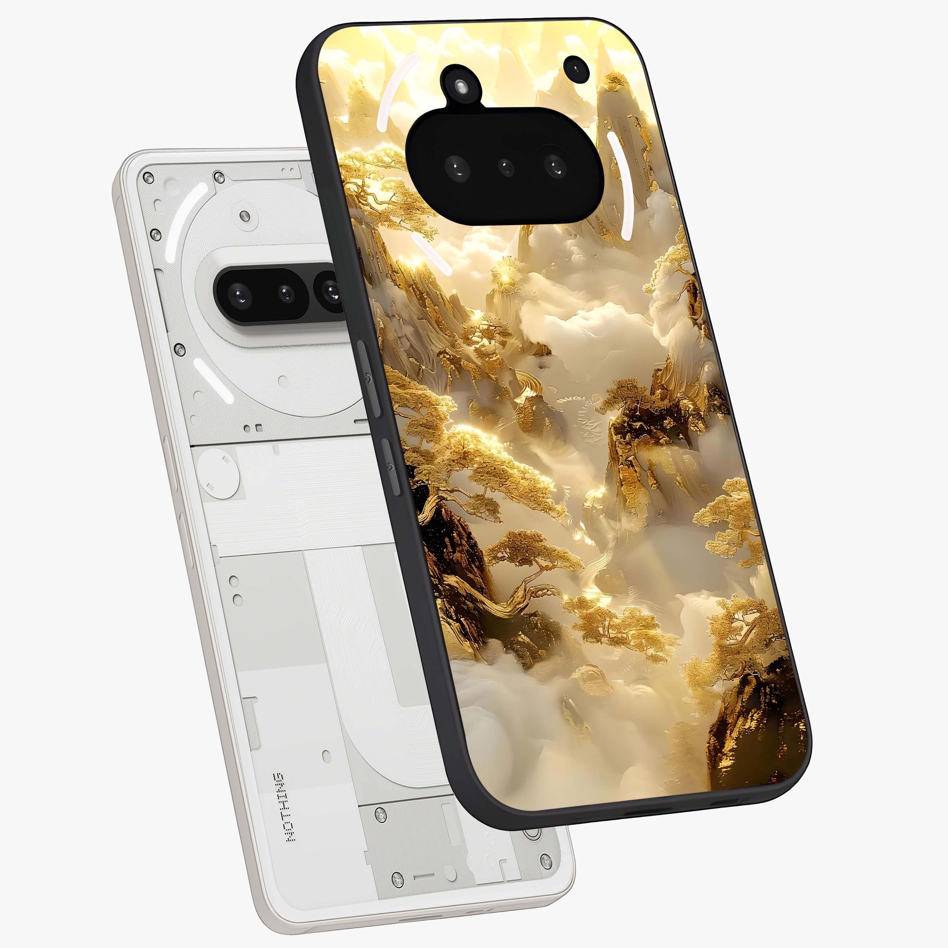 Gates Of Illumination Glass Case displayed in angled mockup highlighting radiant portal inspired design with fantasy aesthetic.