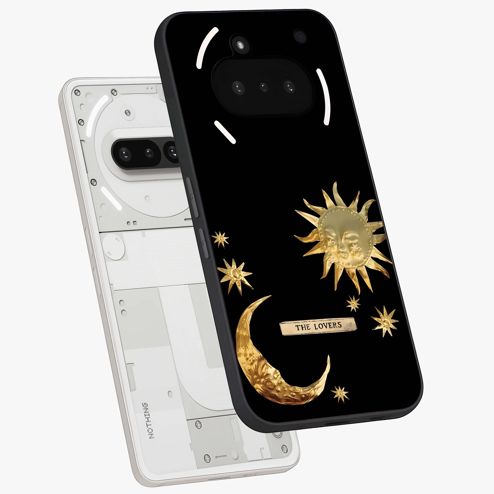 Gold Sun Blush Glass Case displayed in angled mockup highlighting radiant sun design with warm golden aesthetic.