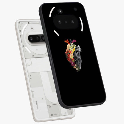 Heart With Flowers Glass Case displayed in angled mockup highlighting romantic flower design with soft aesthetic style.