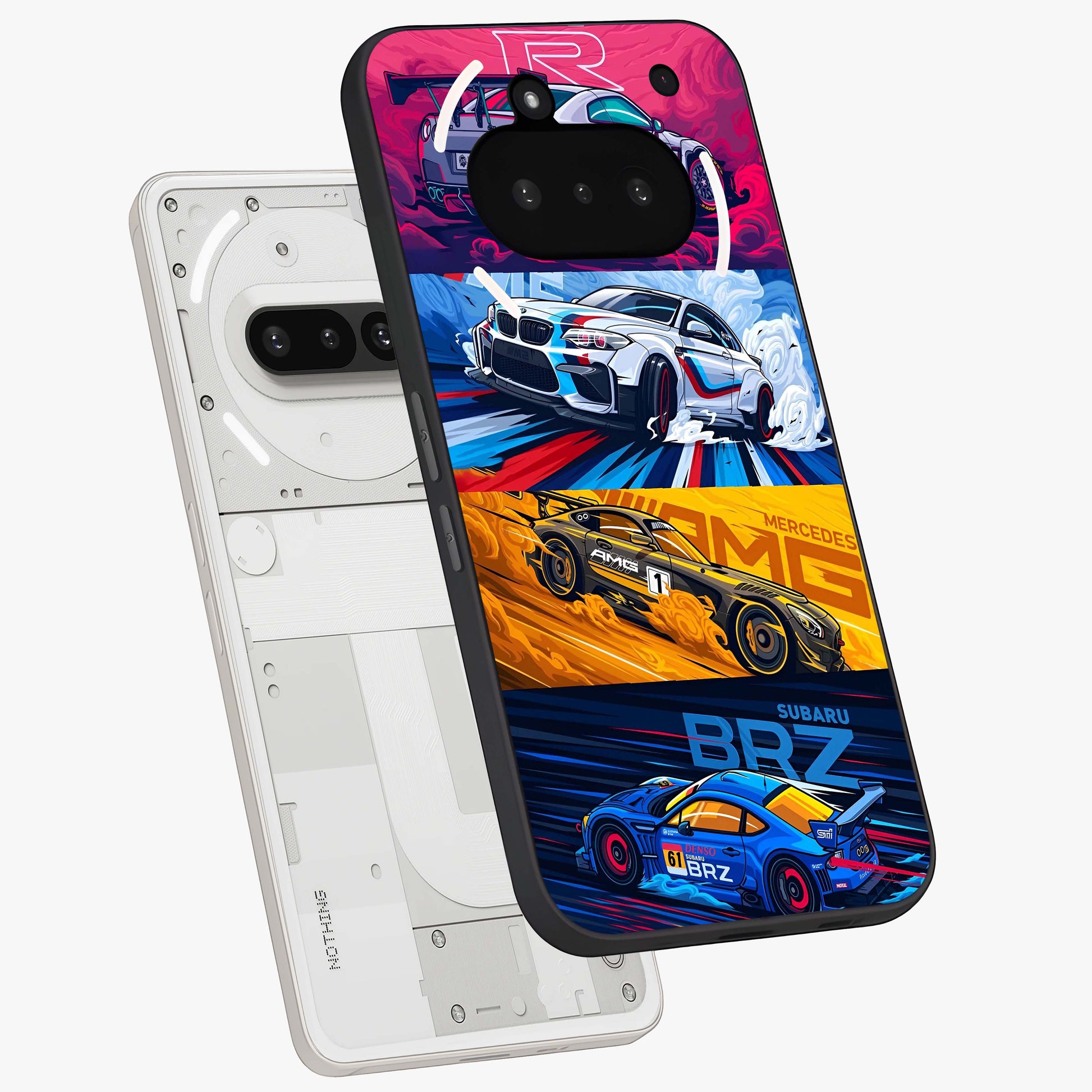 JDM Sports Car Glass Case displayed in angled mockup highlighting sleek Japanese racing car design with automotive aesthetic.