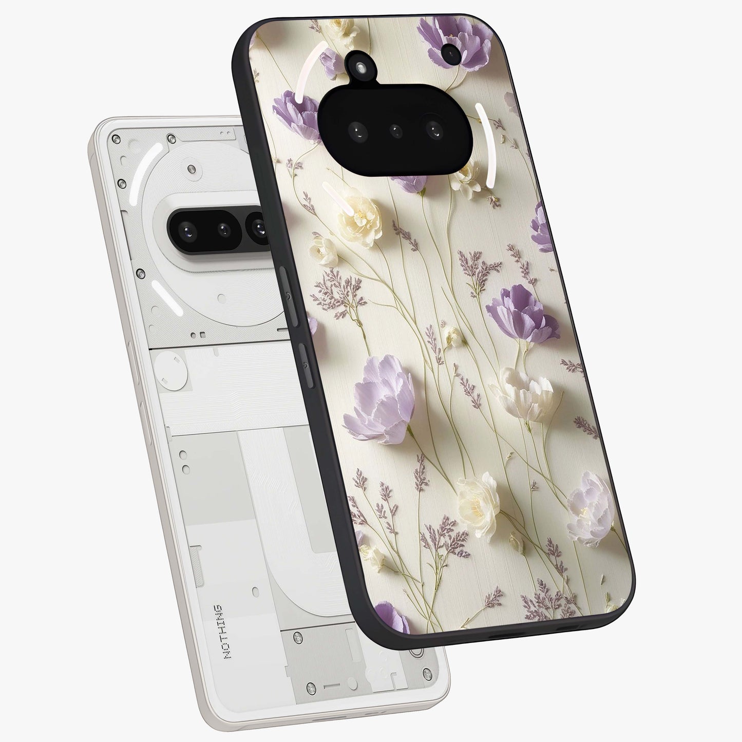 Lilac Breeze Harmony Glass Case displayed in angled mockup highlighting calm lilac breeze design with soothing aesthetic style.