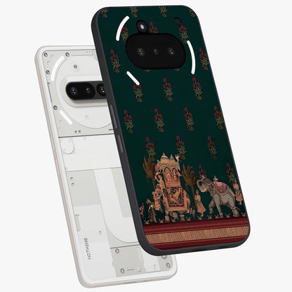 Macmerise Glass Case displayed in angled mockup highlighting trendy graphic design with sleek aesthetic style.