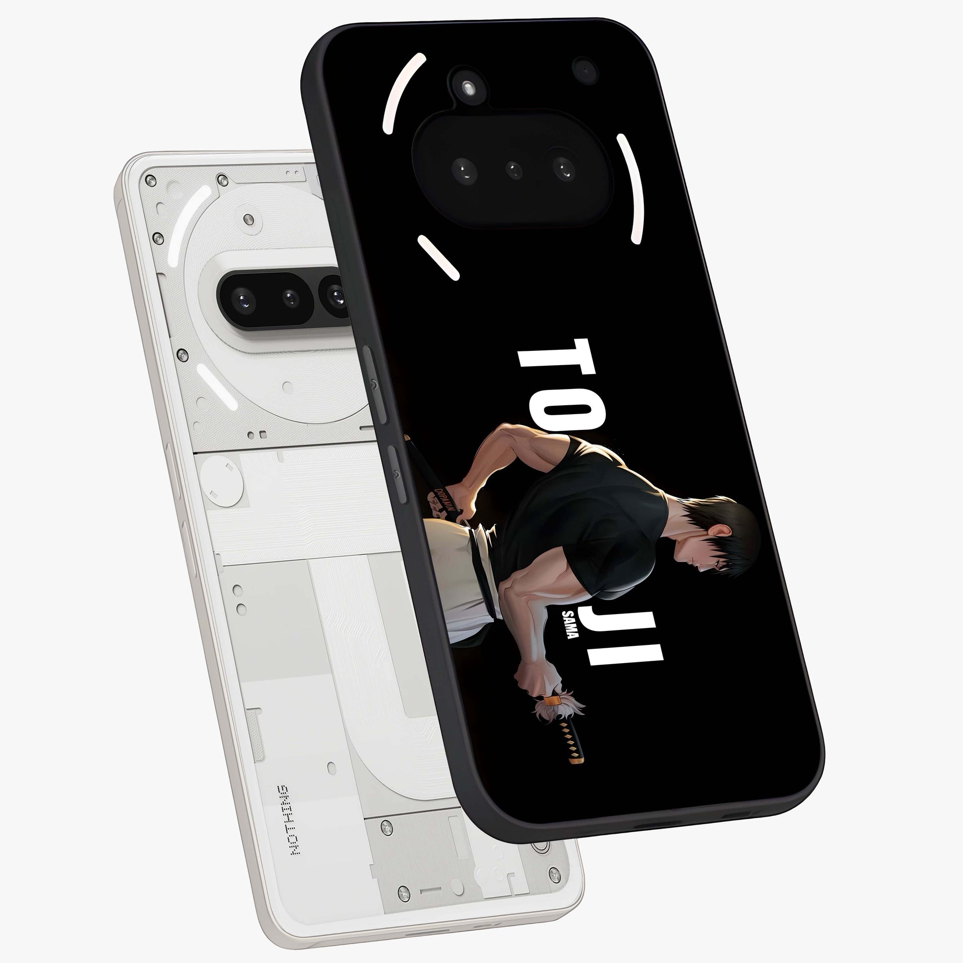 Midnight Blade Resolve Glass Case displayed in angled mockup highlighting powerful blade illustration with dramatic dark aesthetic.