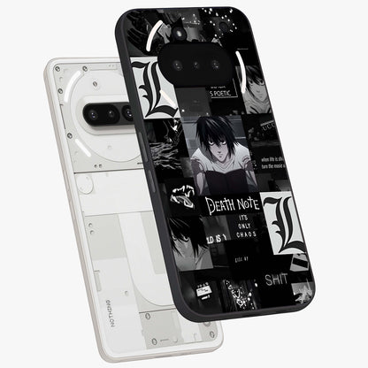 Midnight Chaos Mind Glass Case displayed in angled mockup highlighting chaotic artistic design with dramatic midnight aesthetic.