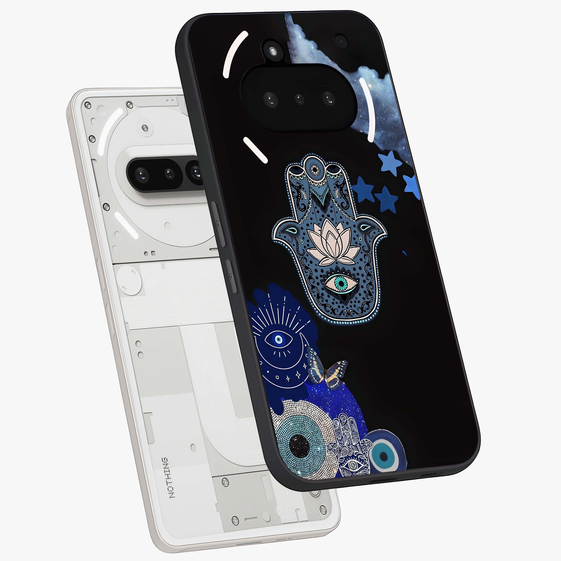 Mystic Hand Aura Glass Case displayed in angled mockup highlighting magical aura design with spiritual aesthetic style.