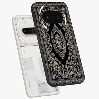 Noir Bloom Elegance Glass Case displayed in angled mockup highlighting refined flower design with stylish noir aesthetic.