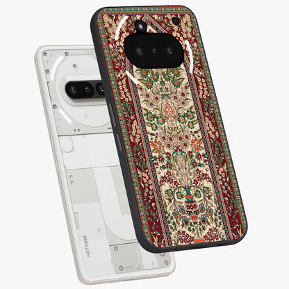 Persian Inspired Glass Case displayed in angled mockup highlighting intricate traditional design with elegant cultural aesthetic.