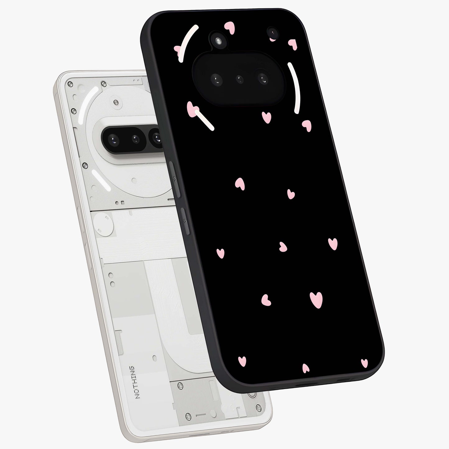 Pink Love Drops Glass Case displayed in angled mockup highlighting cute love drop design with vibrant pink aesthetic.