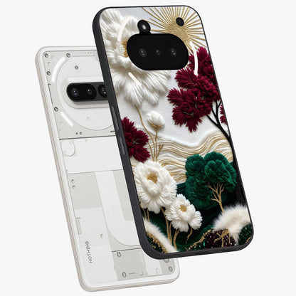 Radiant Bloom Elegance Glass Case displayed in angled mockup highlighting graceful floral design with radiant aesthetic style.