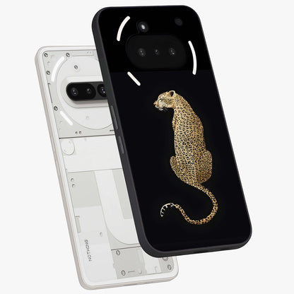 Regal Leopard Glass Case displayed in angled mockup highlighting powerful animal illustration with stylish wild aesthetic.