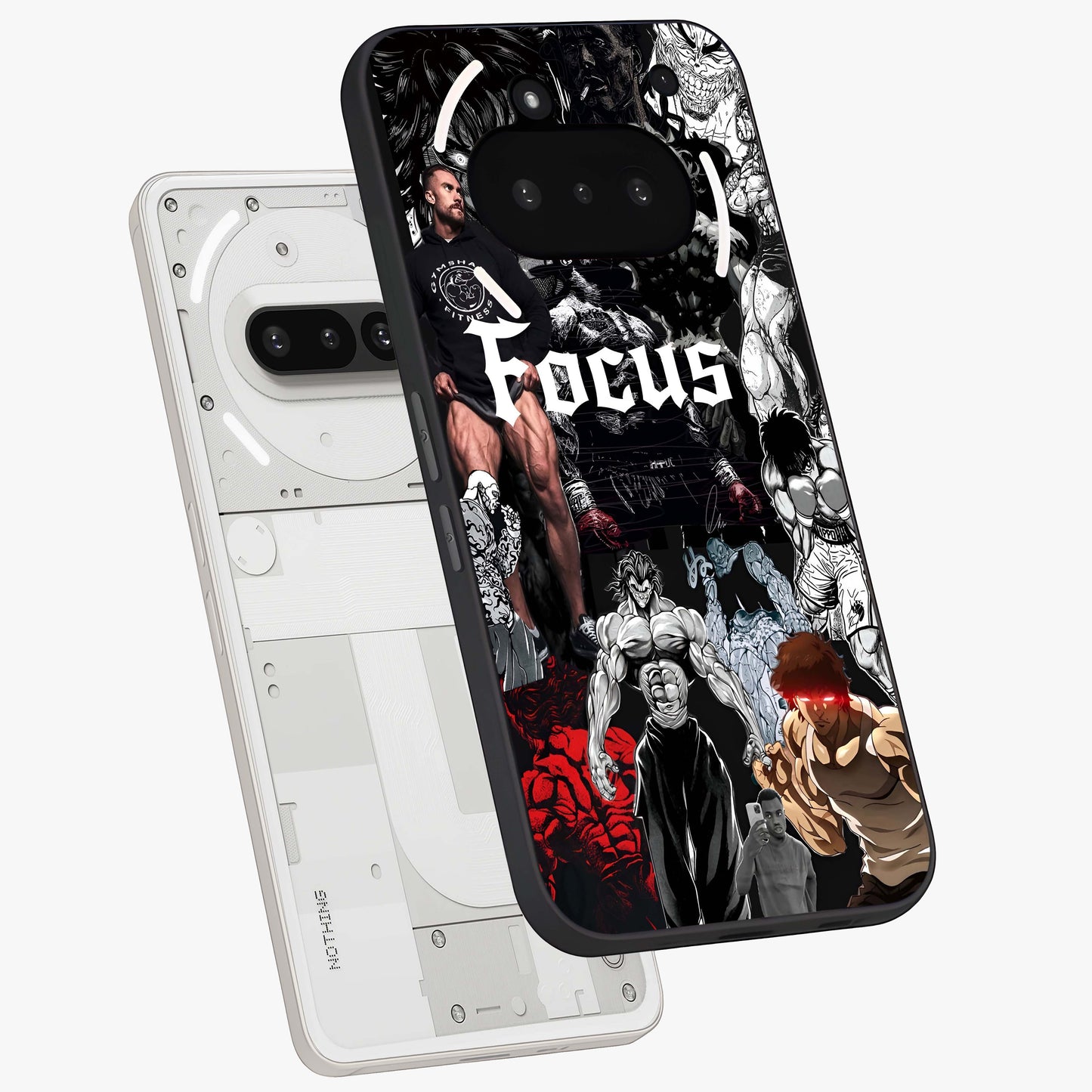 Relentless Power Focus Glass Case displayed in angled mockup highlighting bold statement design with modern aesthetic style.