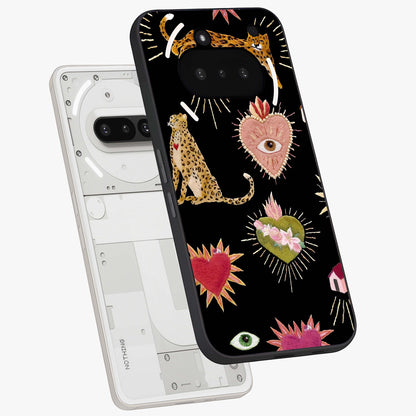 Sacred Jungle Heart Glass Case displayed in angled mockup highlighting lush tropical design with natural aesthetic style.