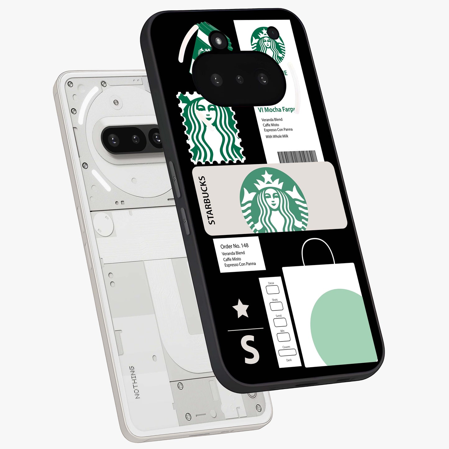 Starbucks Mocha Glass Case displayed in angled mockup highlighting stylish mocha themed design with cozy café aesthetic.