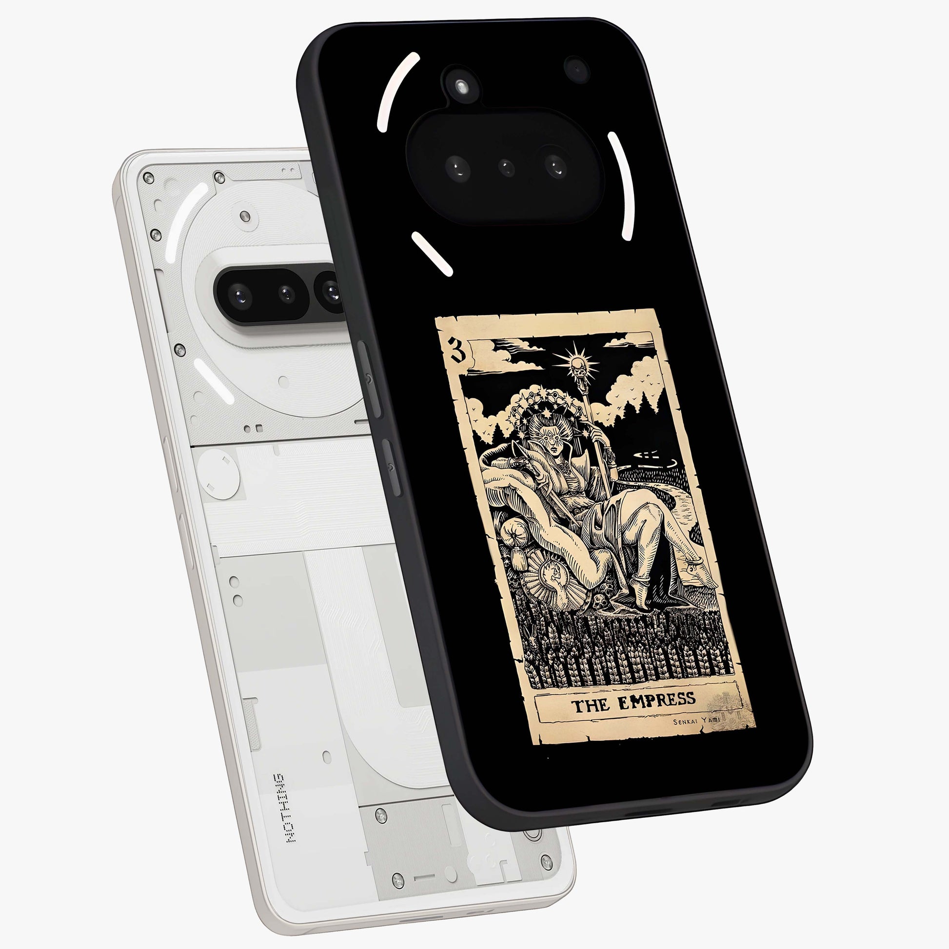 The Empress Glass Case displayed in angled mockup highlighting elegant royal design with majestic aesthetic style.