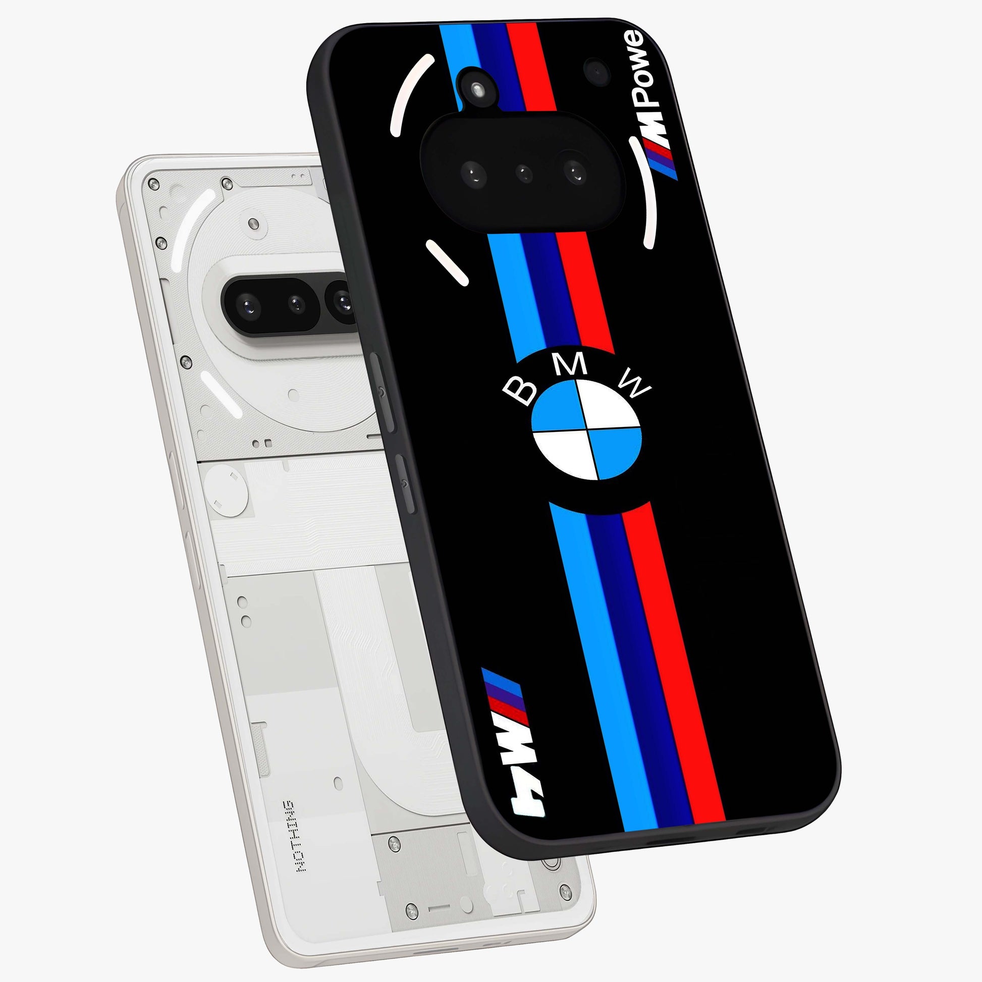 Turbo BMW Beast Glass Case displayed in angled mockup highlighting sleek racing car design with bold automotive aesthetic.