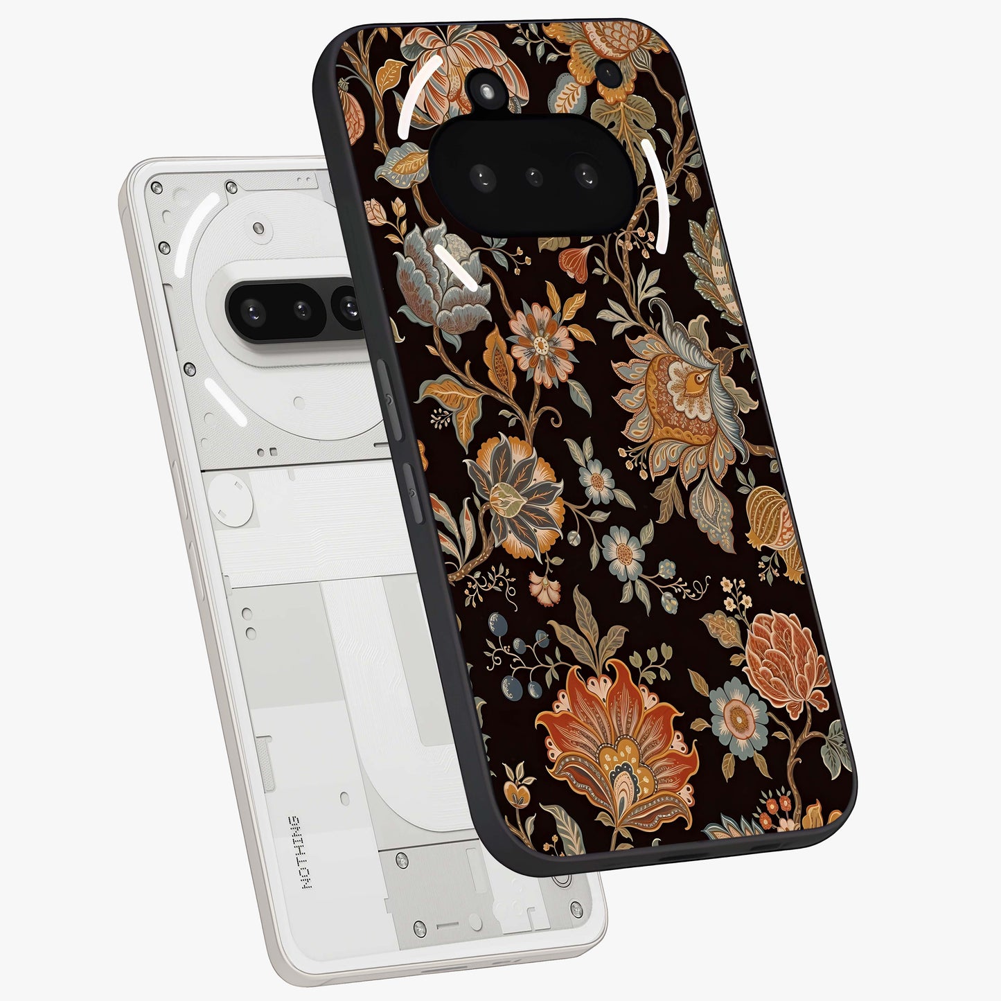 Vintage Floral Dream Glass Case displayed in angled mockup highlighting elegant vintage flower design with soft aesthetic style.
