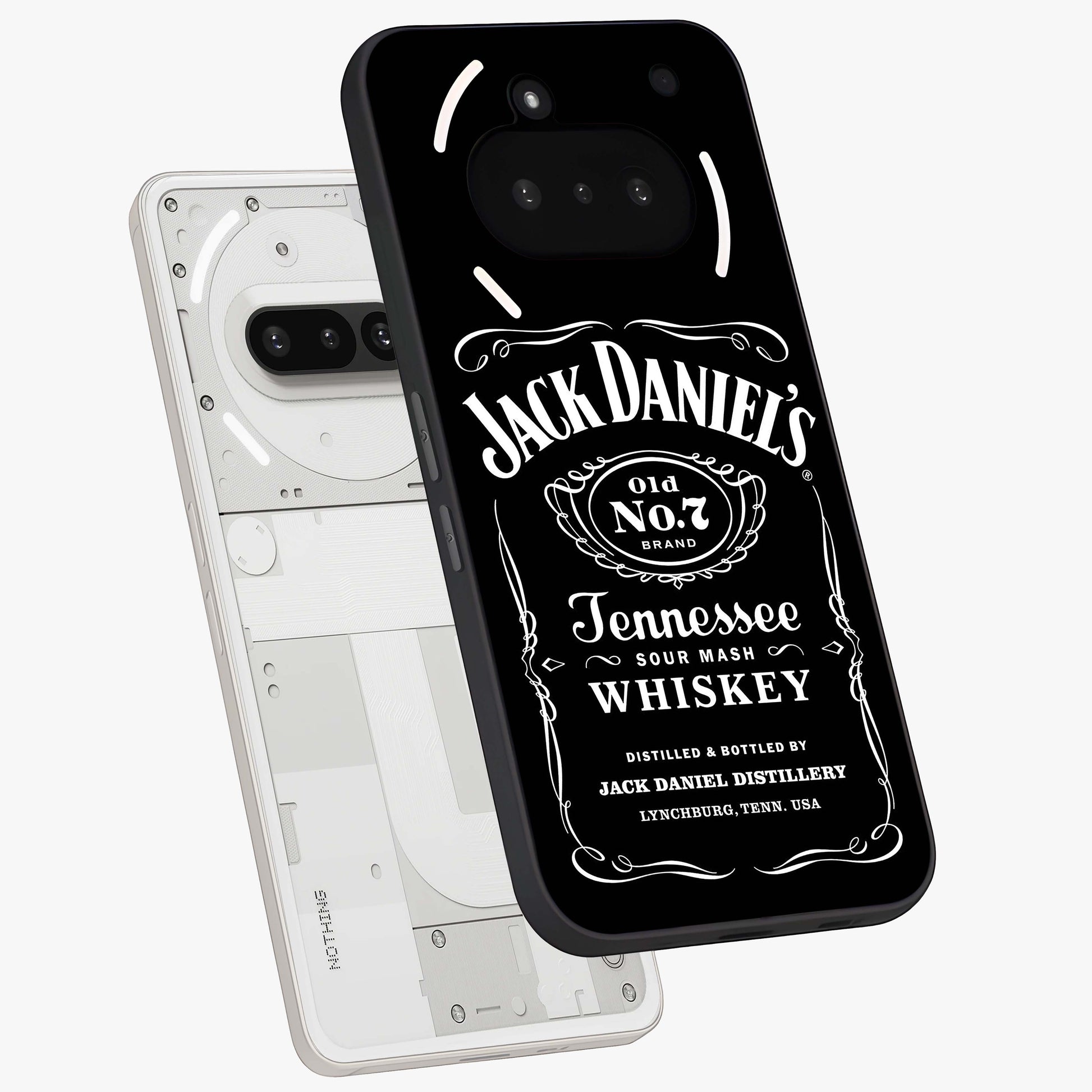 Vintage Whiskey Heritage Glass Case displayed in angled mockup highlighting retro beverage themed design with heritage aesthetic.