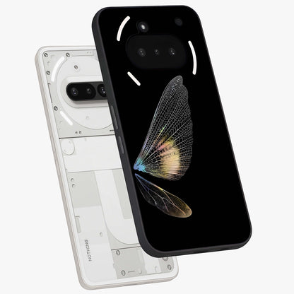 Whispers Of Wings Glass Case displayed in angled mockup highlighting soft feather design with celestial aesthetic style.