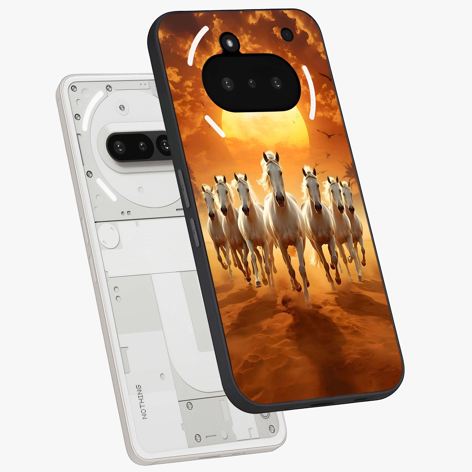 Wild Sunset Majesty Glass Case displayed in angled mockup highlighting vibrant sunset sky design with scenic aesthetic.